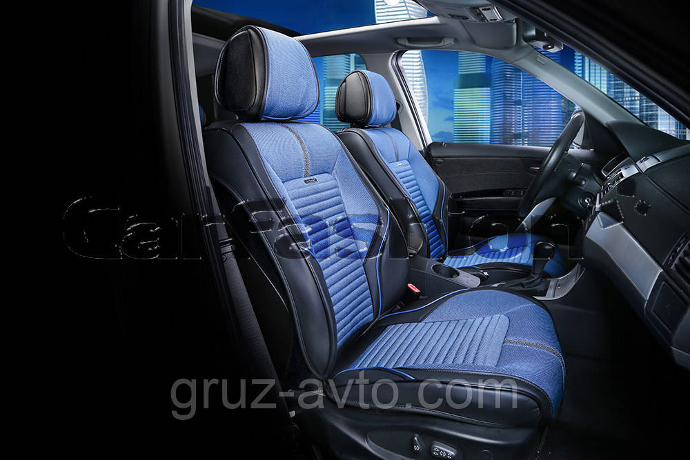 Накидки на сидіння CarFashion FULL 3D Moдель: SECTOR/чорний, синій, чорний (21902)