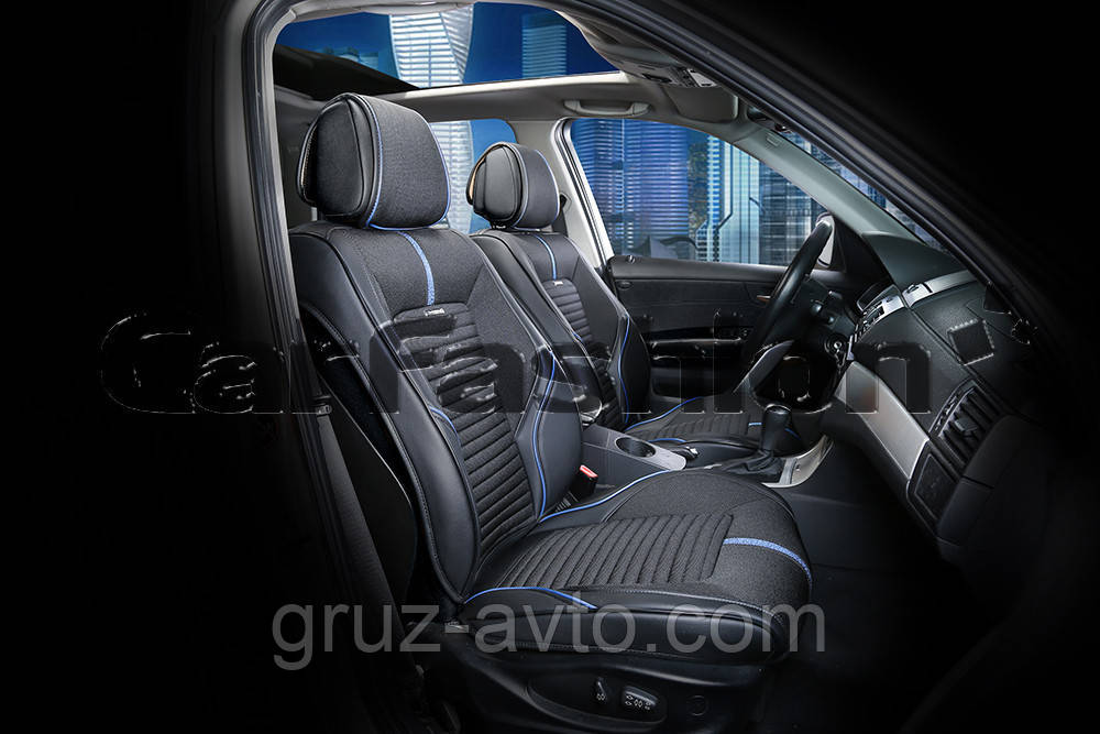 Накидки на сидіння CarFashion FULL 3D Moдель: SECTOR FRONT синій, чорний (21905), фото 1