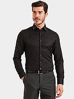 Черная мужская рубашка LC Waikiki / ЛС Вайкики классического покроя с черными пуговицами XXL