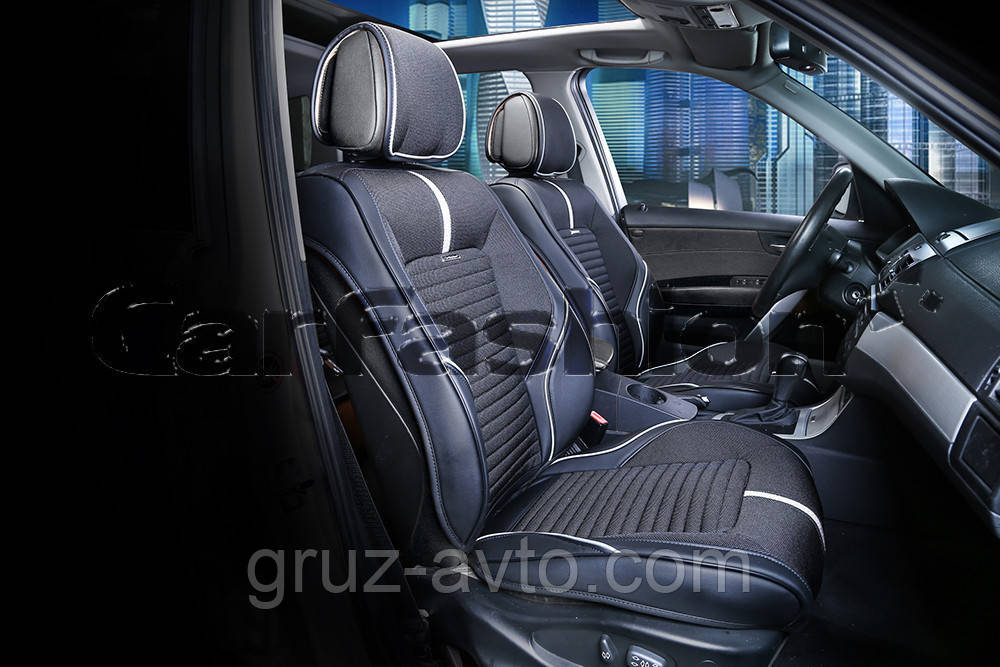 Накидки на сидіння CarFashion FULL 3D Moдель: SECTOR FRONT сірий, чорний, чорний (21908)