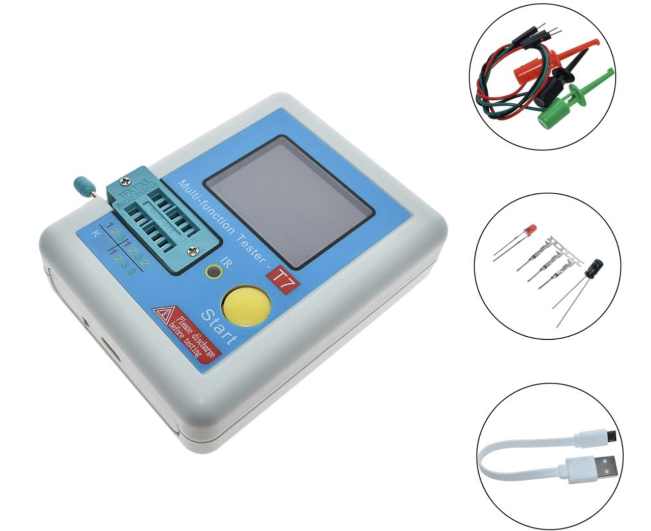 Мультиметр тестер напівпровідників ESR LCR великий LCD РК LCR-T7