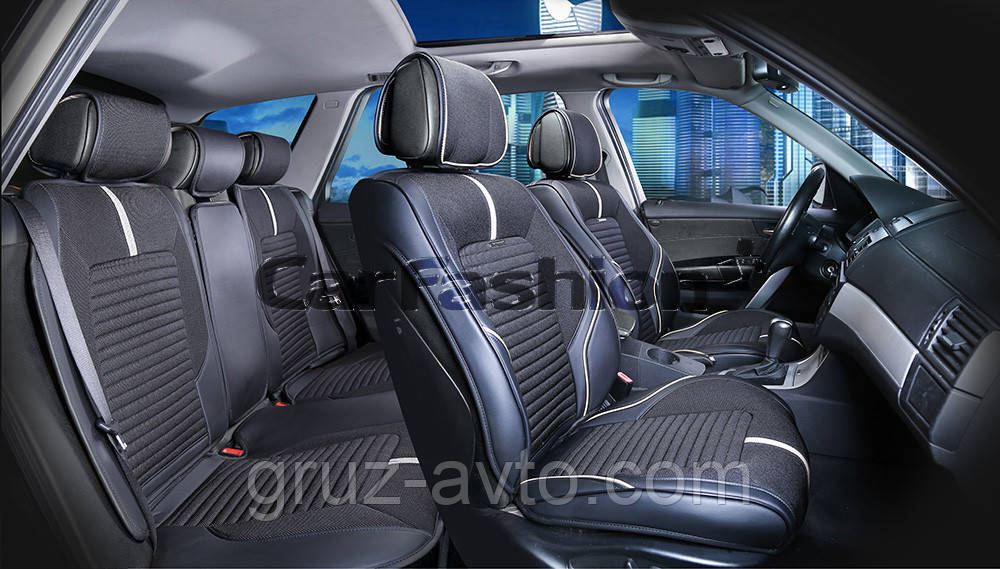 Накидки на сидіння CarFashion FULL 3D Moдель: SECTOR PLUS бежевий, чорний, чорний (22270)