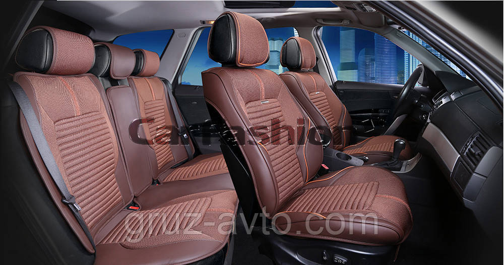 Накидки на сидіння CarFashion FULL 3D Moдель: SECTOR PLUS коричневий, коричневий, коричневий (22276)