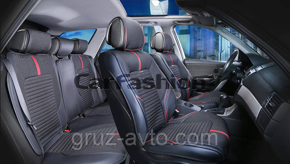 Накидки на сидіння CarFashion FULL 3D Moдель: SECTOR PLUS червоний, чорний, чорний (22277), фото 1
