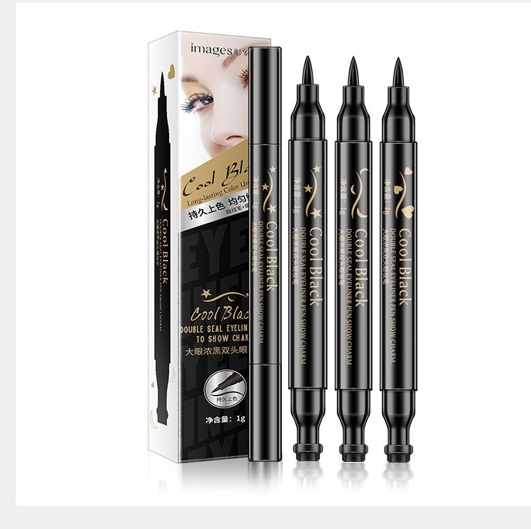 Водостійка підводка для очей зі штампом сердечко IMAGES Cool Double Black Seal Eyeliner Pen to Show Charm #3