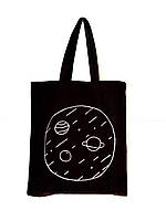 Эко-сумка шоппер универсальная с рисунком "Вселенная" бязь 38х42 см Черная