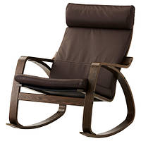 Купити з доставкою по Україні коричневе шкіряне крісло-гойдалку.