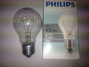 Лампа розжарювання Філіпс 220-40 прозр, A55 Philips 40w
