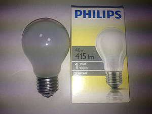 Лампа Philips 60w A55 E27 (лон 230-60) матова