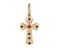 Золотой крестик с драгоценными камнями