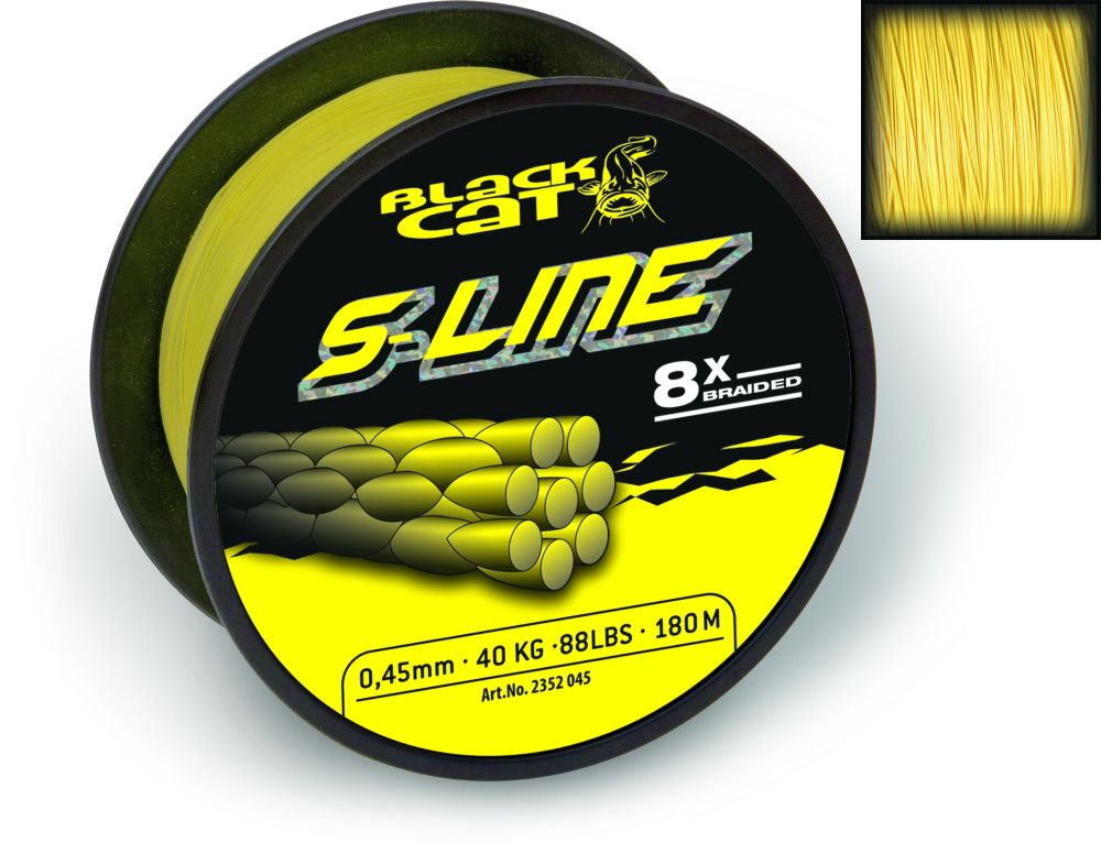 Шнур Black Cat S-Line, 0,55 мм, 450м, 70кг, 154lbs, жовтий (2352155)
