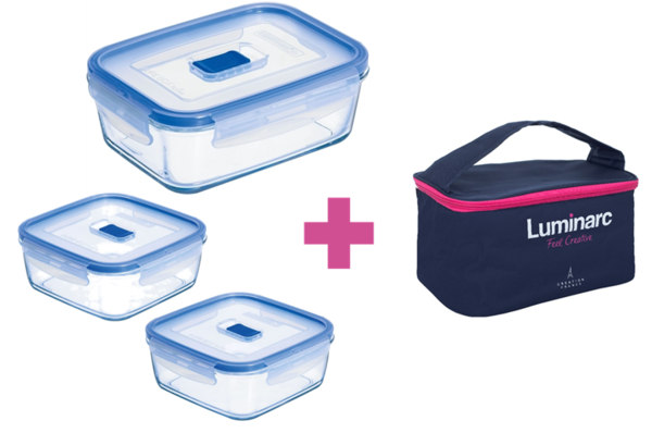 Набір контейнерів із сумкою LUMINARC PURE BOX ACTIVE 3 шт P8002, фото 1