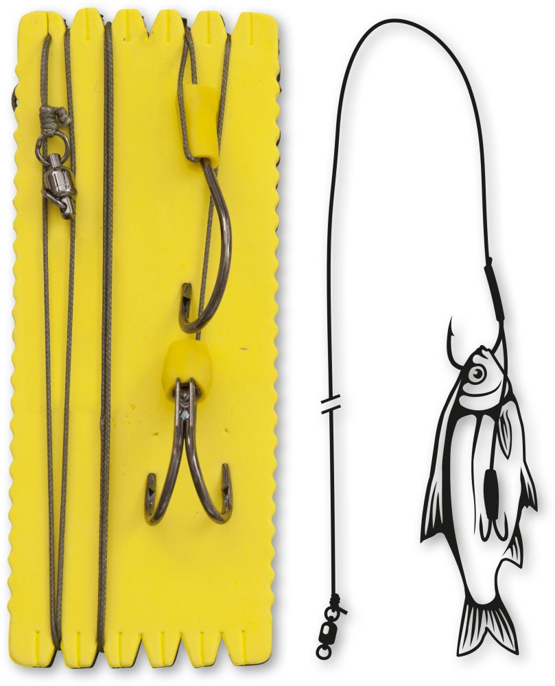# 6/0, # 3/0 Black Cat Bouy and Boat Ghost Double Hook Rig L 100kg 1pcs 1,40m
