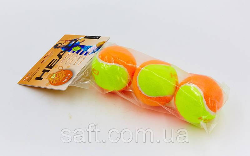 Мяч для большого тенниса HEAD (3шт) TIP-OR (для детей 8-9 лет, в пакете) - фото 1 - id-p1057461668