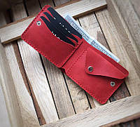 Кожаный кошелек ручной работы от Smith&Co, Red.Портмоне мужское из натуральной кожи