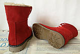 Суперскіткі зимові жіночі чоботи Tima черевики на шнурках теплі замшеві червоні низький хід, фото 5