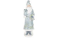 Новогодняя статуэтка Санта, 32см, цвет - светло-голубой с глиттером, полистоун, в упаковке 2шт. (430-315)