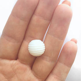 Хвиляста 15 мм (біла) кругла, силіконова намистина