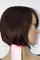 Натуральна перука світло-коричнева імітація шкіри голови боб каре