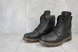 Чоловічі черевики на зиму з натуральної шкіри високі зручні теплі в чорному кольорі