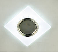 Точечный светильник с LED подсветкой встраиваемый матовый белый квадратный MR-16 GU5.3 7870S