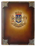 Папка для документів (адресна) латунними куточками "Гербова" з натуральної шкіри ручна робота