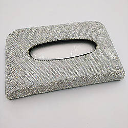 Серветниця для автомобіля зі стразами, на торпеду Білі стрази