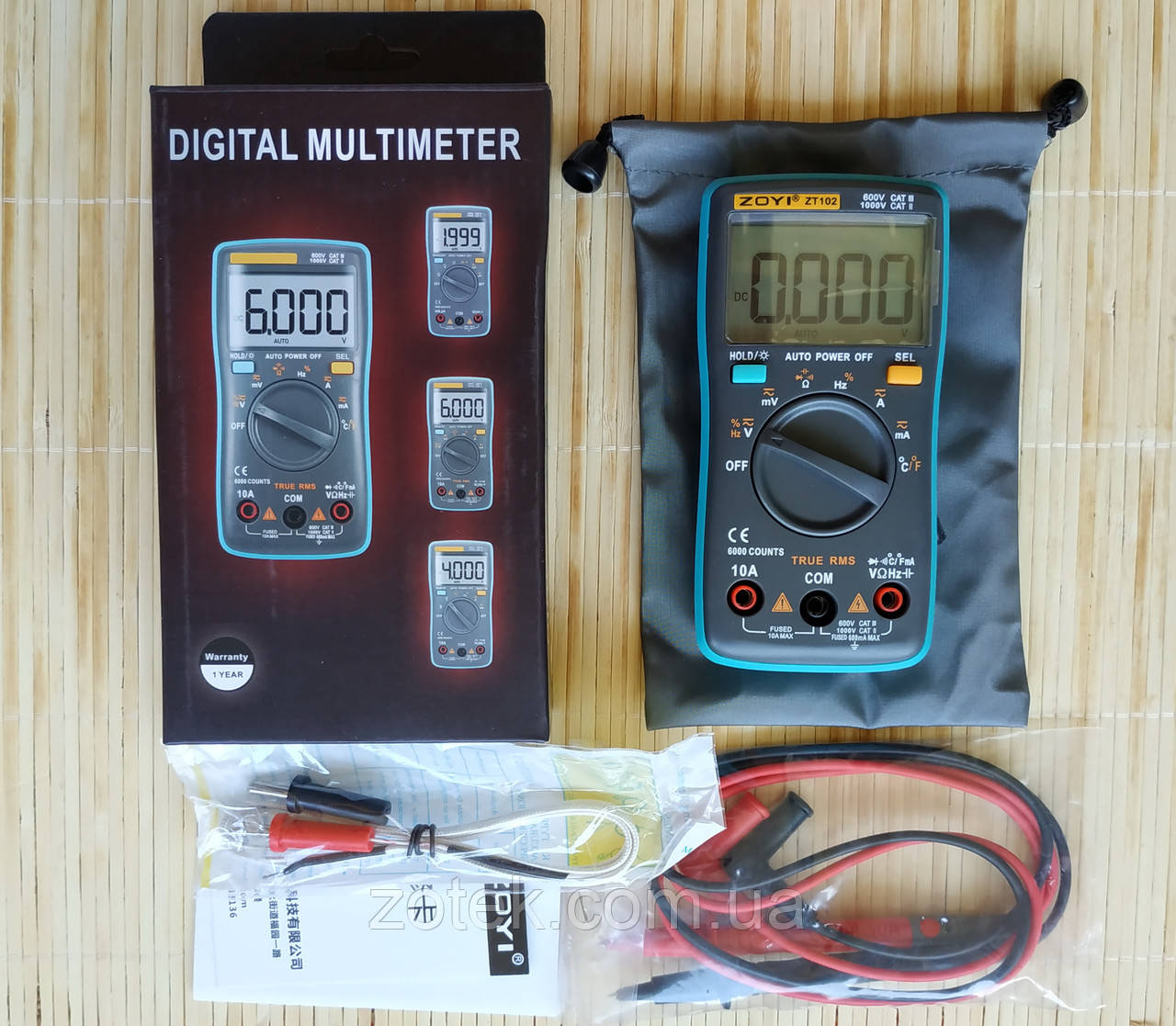 ZOYI ZT102 Защищённый Мультиметр цифровой тестер с термопарой True RMS ( Richmeters RM102 AN8002 ) - фото 3 - id-p658350855