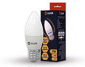 LED лампа С37 7Вт Е27 свічка 4200K ELCOR