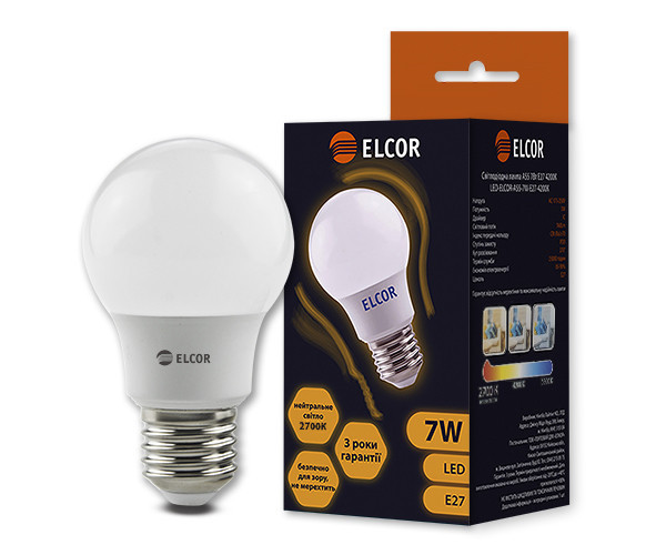 Лампа LED ELCOR А55 7Вт Е27 2700K