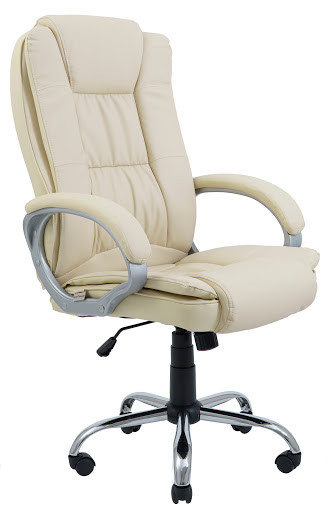 Офісне крісло керівника Richman Каліфорнія хром-опора коліщатка кожзам-бежевого кольору, фото 1
