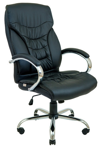 Крісло офісне Richman Кальярі-Ю хрестовина-хром на коліщатках чорний кожзам, фото 1