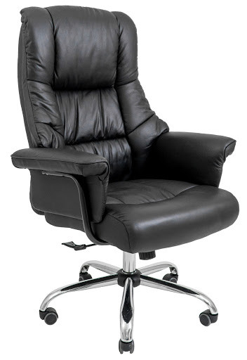 Офісне крісло Richman Конгрес хром шкіряне чорне для керівника