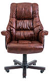 Офісне крісло шкіряне Конгрес-Вуд Richman коричневе на колесиках, фото 5