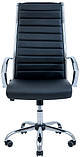 Офісне крісло Richman Малібу Хром чорний кожзам висока спинка, фото 3