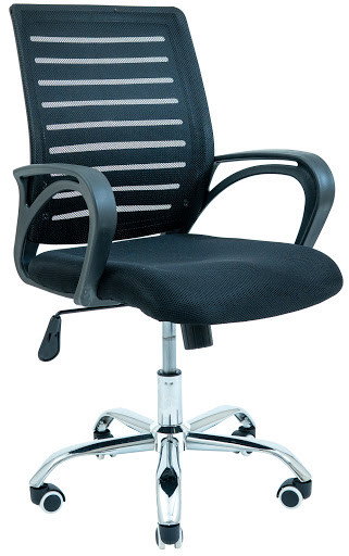 Офісне крісло Richman Флеш спинка-сітка чорна хром коліщатка для персоналу, фото 1