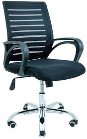 Офісне крісло Richman Флеш спинка-сітка чорна хром коліщатка для персоналу