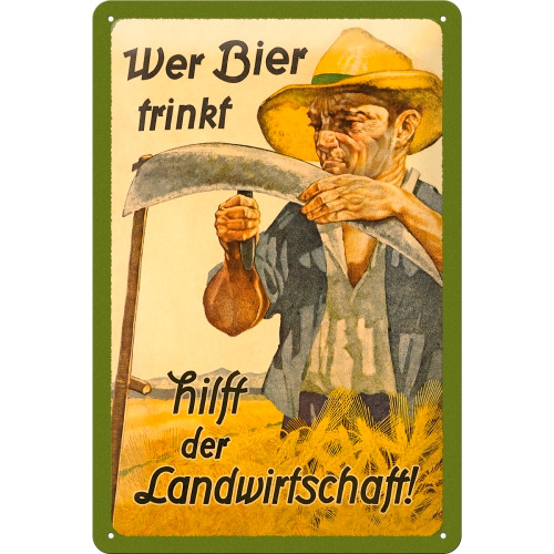 Табличка "Wer Bier trinkt hilft der..." Ностальгічне Art (22198)