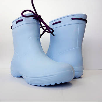 Блакитні чоботи на сльоту і дощ, гумові чоботи Зроблено в Україні.