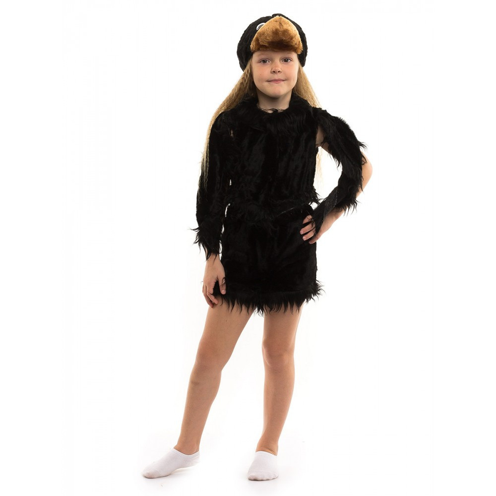 Костюм Ворони для дівчинки чорне хутро від 3 до 6 років, фото 1