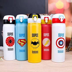 Термос із поїльником Супергерої 500 мл Людина-павук, Капітан Америка, Бетмен, Супермен
