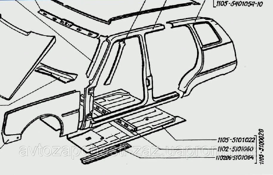 Пол передний Таврия Дана пикап. Днище переднее Кузовные запчасти ЗАЗ-11055 Панель 1105-5100020 в сборе Славута - фото 3 - id-p216952
