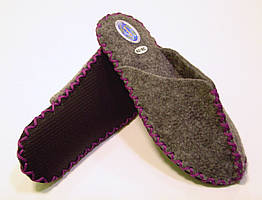 Хатні повстяні капці жіночі для дому з фіолетовим шнурком