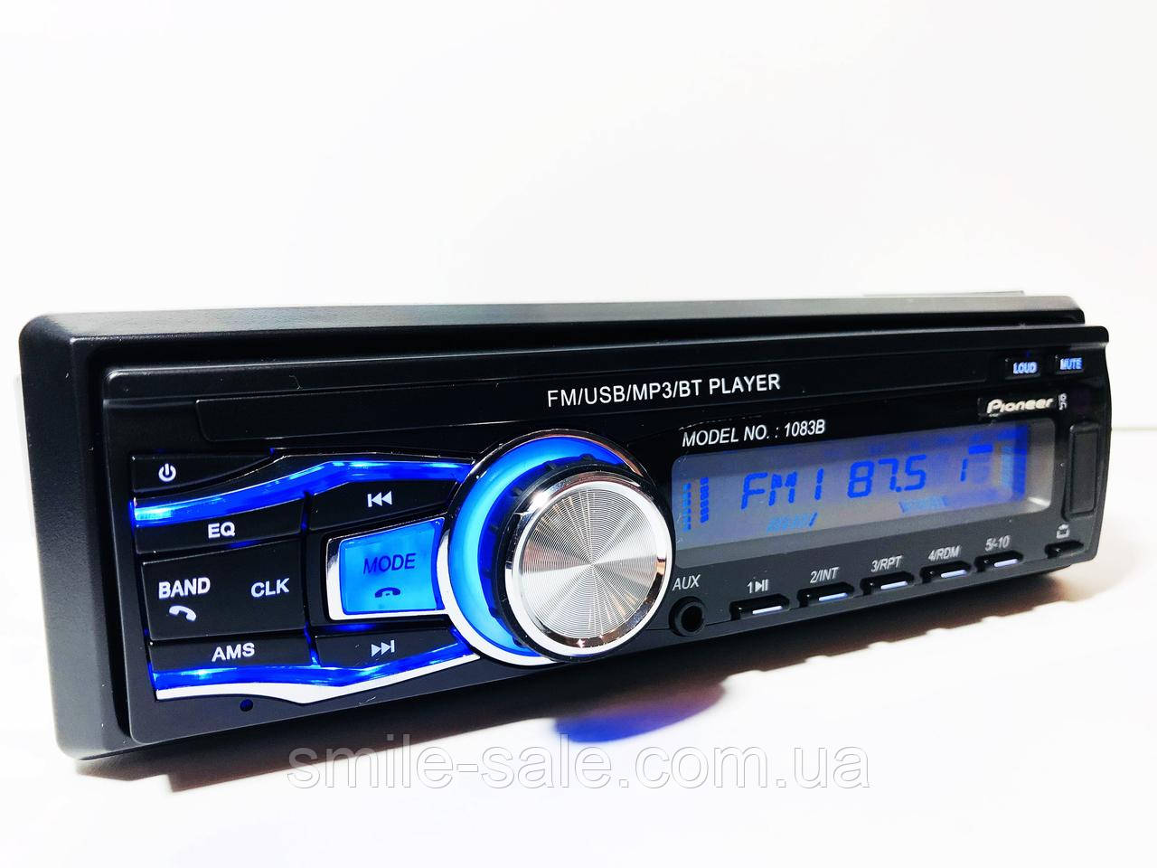 Автомагнітола Pioneer 1083B з Bluetooth, USB, FM, MP3 + знімна панель! НОВА