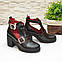 Відкриті ботильйони жіночі на підборах, колір чорний/червоний, фото 4