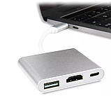 Конверті Адаптер з телефону на ТV. 4K USB Type-C 3.1 -> HDMI/ТВ/USB 3.0/USB-C/OTG Multiport, фото 4