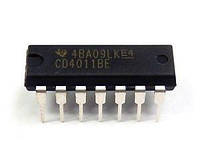 Микросхема CD4011BE логическая ИС, Quad 2-Input NAND Gate (=КР1561ЛА7), [PDIP-14]