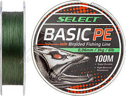 Шнур Select Basic PE 100m 0.24 mm 40LB/18.2 kg, темно-зелений