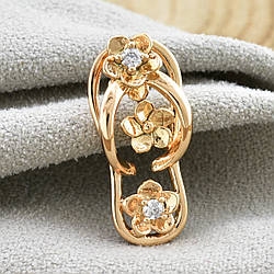 Кулон Xuping для тонкого ланцюжка 1 мм 80944 розмір 22х10 мм білі фіаніти вага 1.6 г позолота 18К