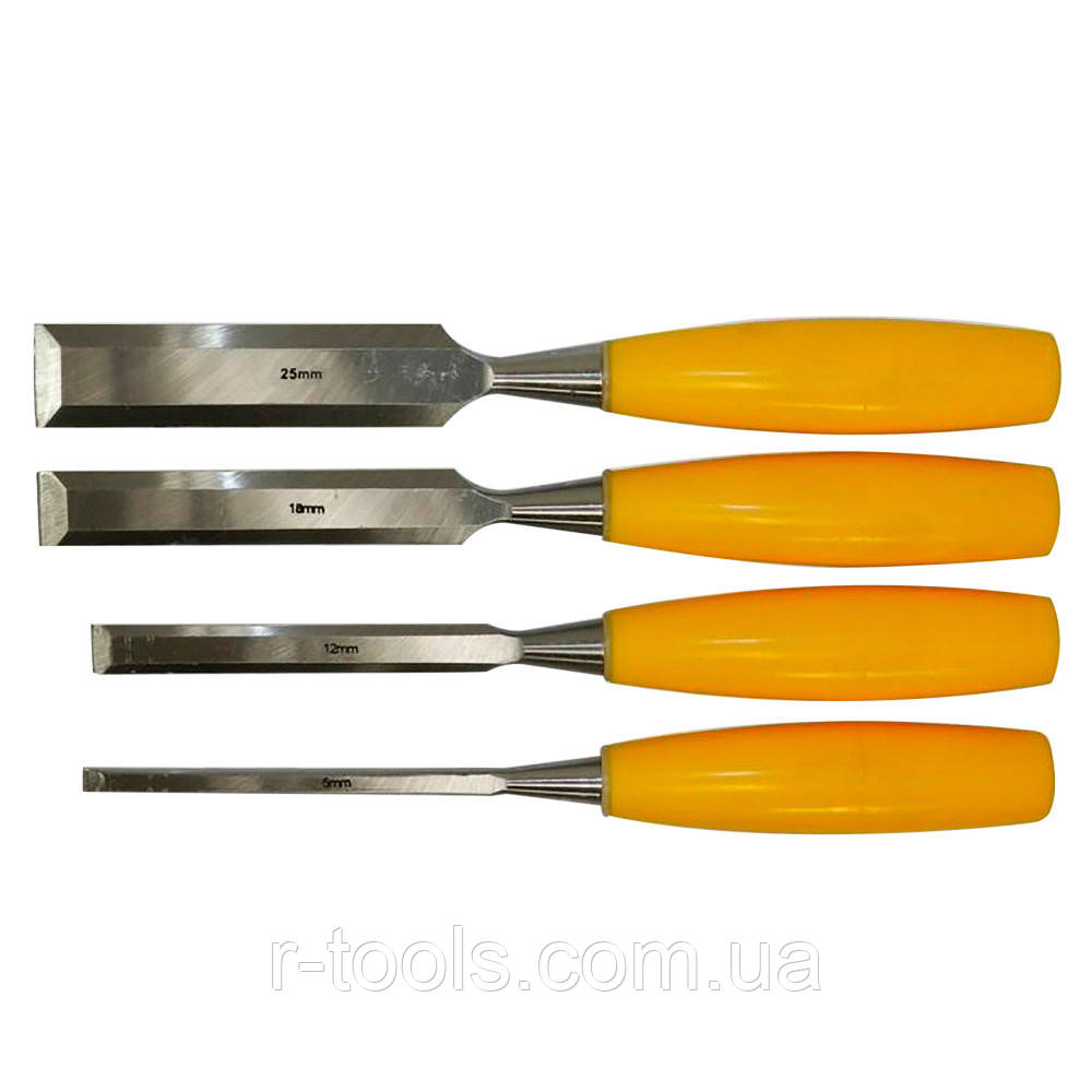 Набір стамесок 4 шт (6, 12, 18, 25 мм) пластикова ручка Sigma 4326231